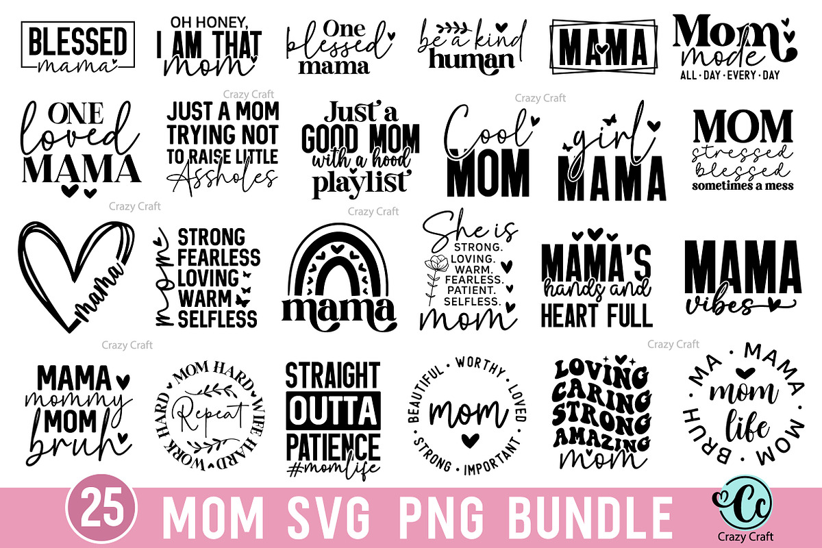 Mama SVG PNG Bundle, Mother's Day, a Graphic by CrazyCraft (Photo 1 of 4)