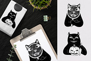 6 Funny Black Cat Prints, an Animal Illustration by helenreveur (Thumbnail 3 of 5)