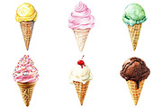 Summer Ice Cream Cones Clipart, an Illustration by Pixels.Craft (Thumbnail 3 of 6)