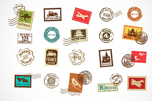 Vintage Vector Stamps Icons