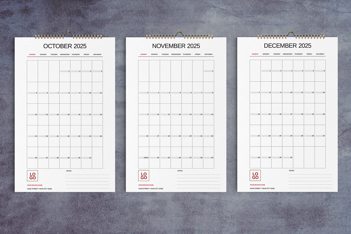 2025 Wall Calendar Minimal Grid, a Stationery Template by Boris Cupac (Photo 5 of 5)