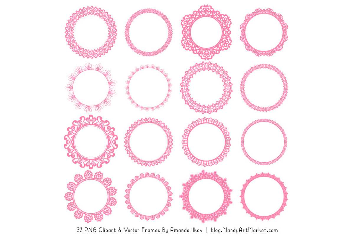 Pink Round Lace Frames, an Illustration by Amanda Ilkov (Photo 3 of 5)