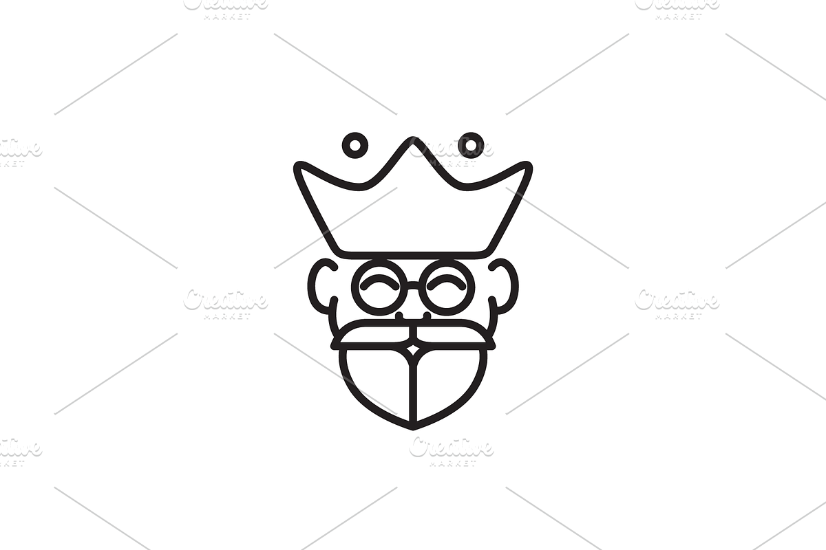 the king old man king head line logo, a Branding & Logo Template by devastd