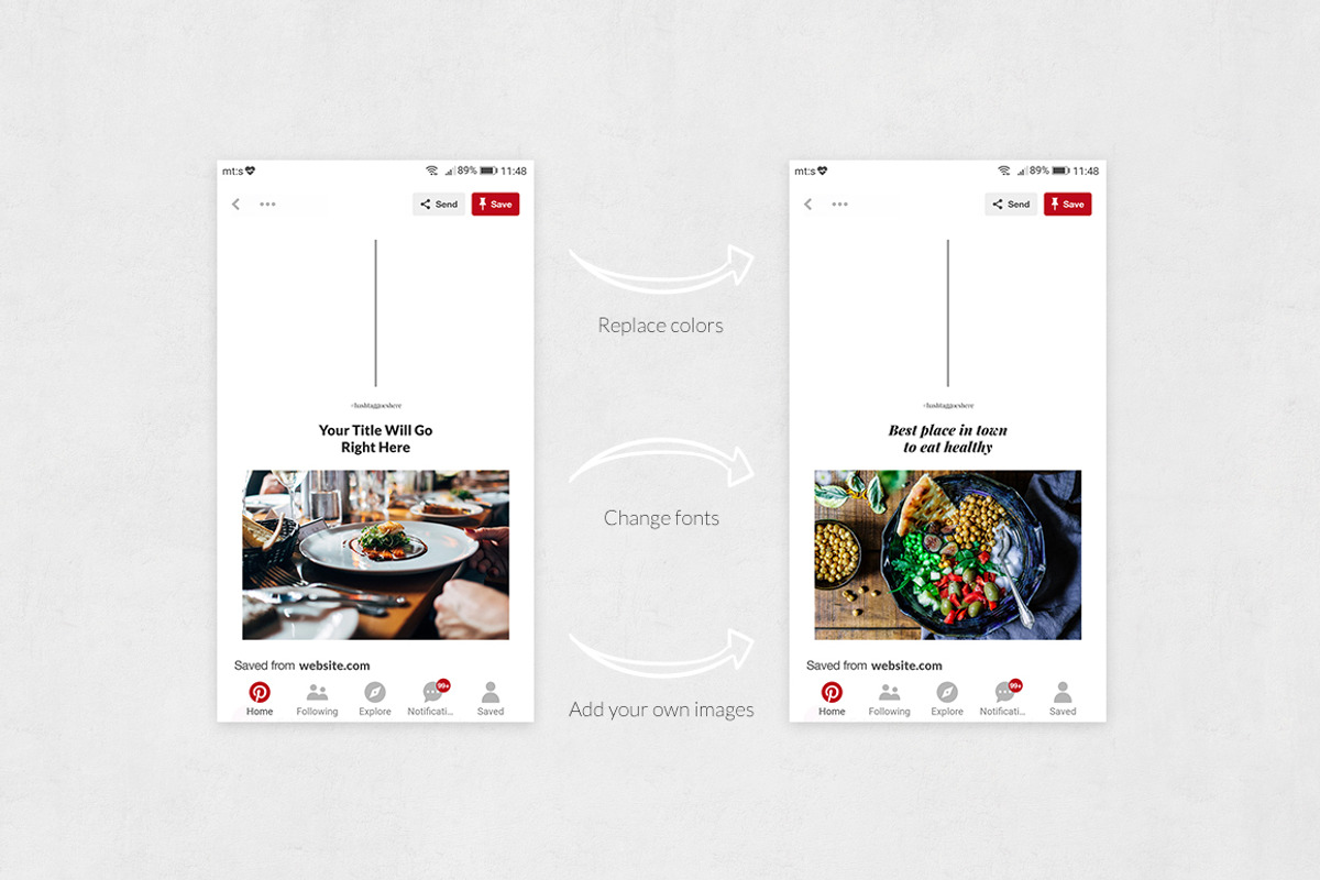 Restaurant Pinterest Posts, a Social Media Template by Social Corner Graphics (Photo 5 of 8)