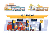 Passengers at bus station set, a Transportation Illustration by Good Studio (Thumbnail 1 of 4)