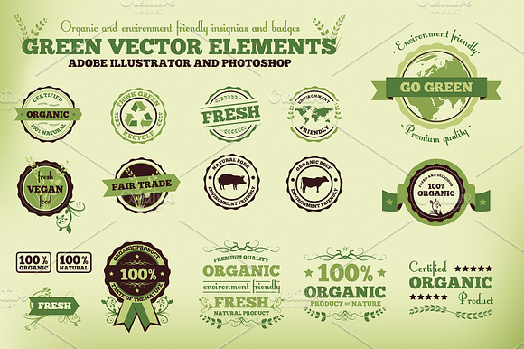 Vintage Green Vector Badges preview 5