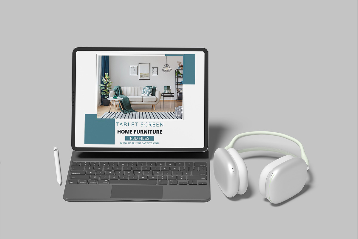 Tablet Pro With Keyboard Mockup, an iPad Mockup by lamorastudio (Photo 9 of 11)
