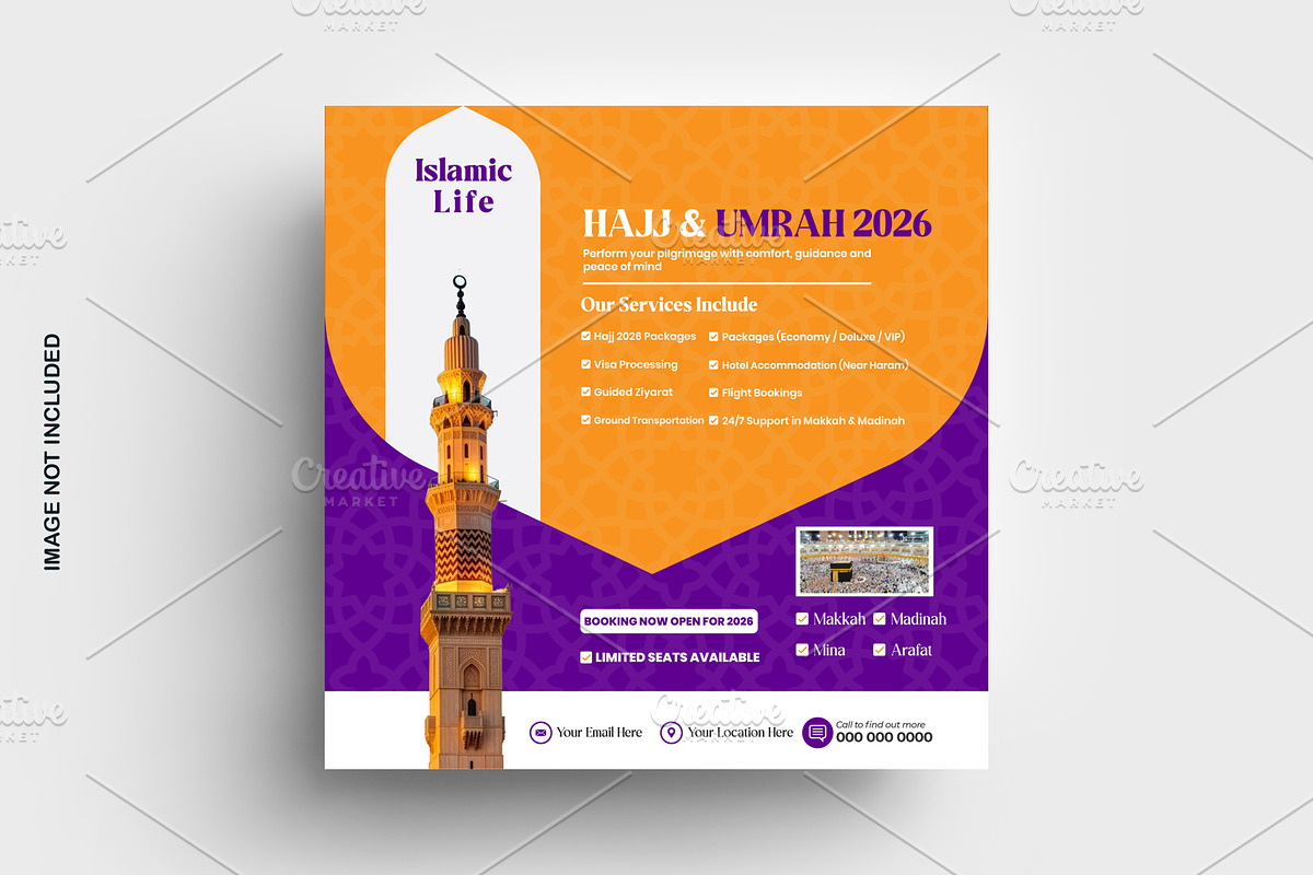 Hajj and Umrah 2026 poster template, a Social Media Template by graphics city (Photo 1 of 2)