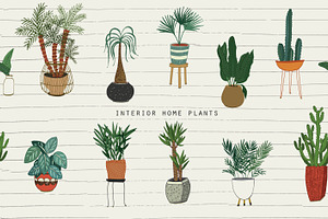Interior Home Plants, a Pattern Graphic by GooseFrol
