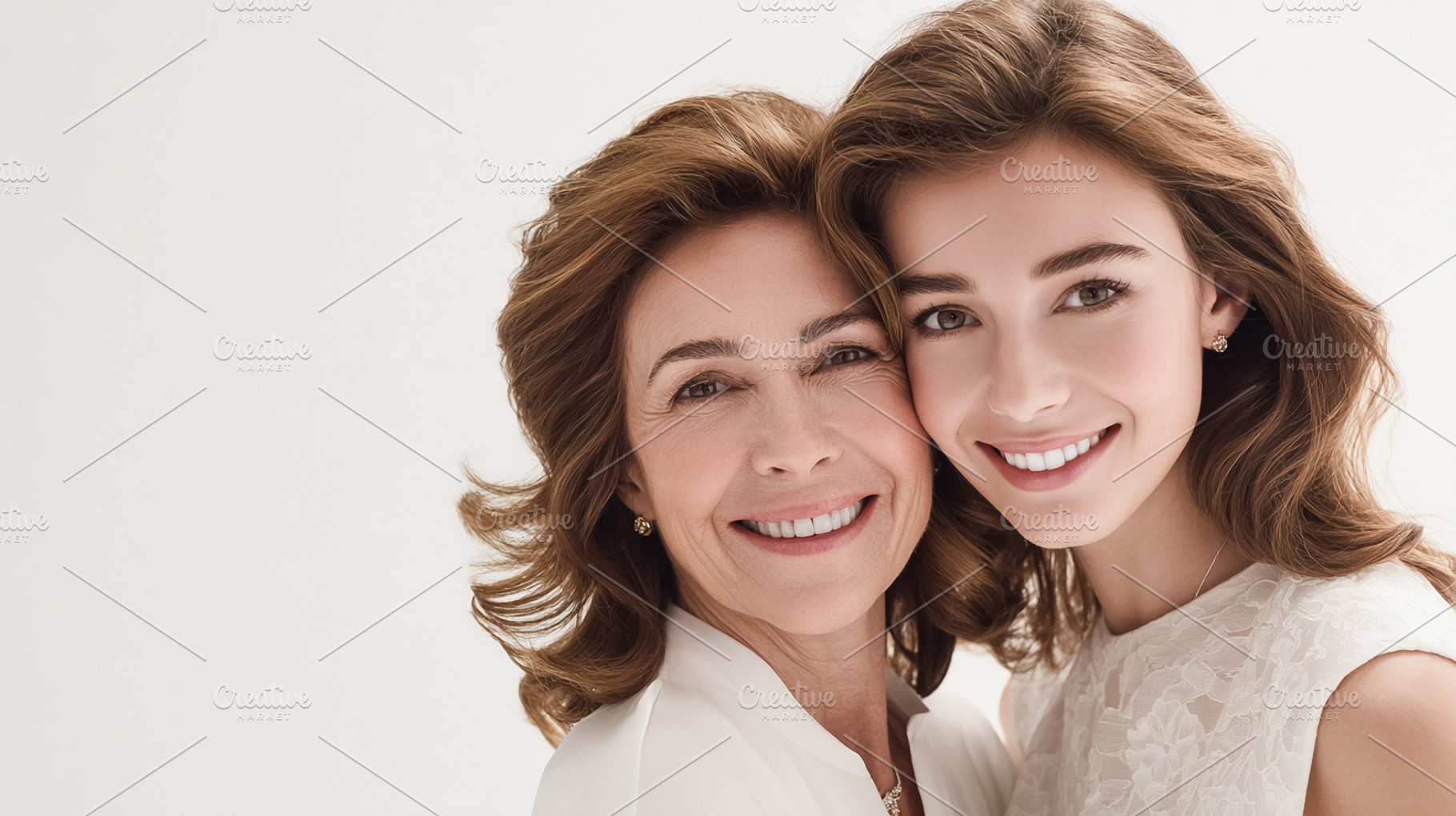 Mother and adult daughter smiling, embracing love, family bond,, a Photo by Studio ANNA