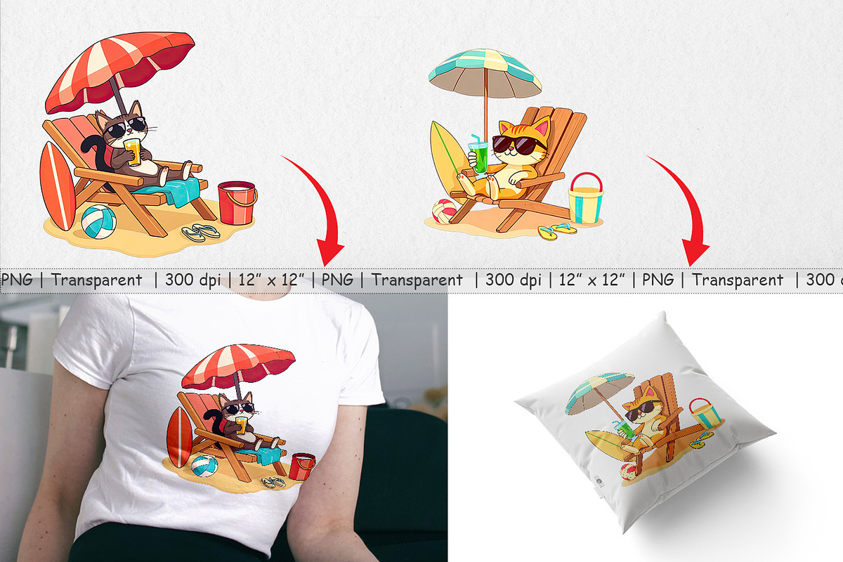 Summer Cat Clipart, a Graphic by Artnoy (Photo 3 of 5)