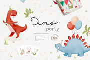 Dino party. Watercolor collection, an Animal Illustration by AfonshinaArt (Thumbnail 1 of 13)