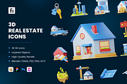 3D Real Estate Icons, an Architecture 3D Model by Flat Icons (Thumbnail 1 of 8)