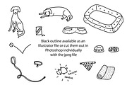 Cute doodle dogs and accessories, an Animal Illustration by Liz Pengilley Studio (Thumbnail 2 of 4)