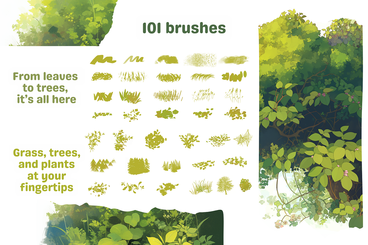 Foliage Nature Procreate Brushes, a Brush Add-On by Cozy Brushery (Photo 4 of 7)