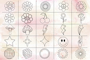 50 Retro Groovy Procreate stamps, a Brush Add-On by SecondOfJuly (Thumbnail 4 of 6)