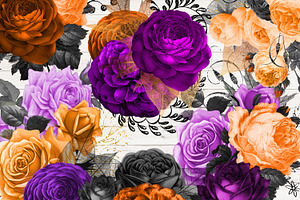 Halloween Floral Clipart