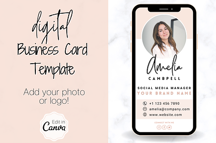 Digital Business Card Template, a Business Card Template by Templatables