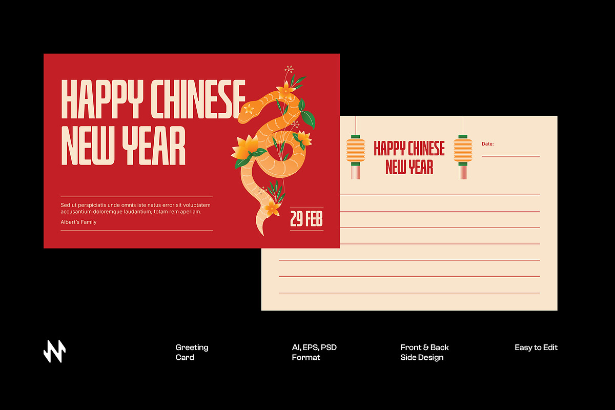 Red Chinese New Year Greeting Card, a Card Template by Neermana (Photo 1 of 4)