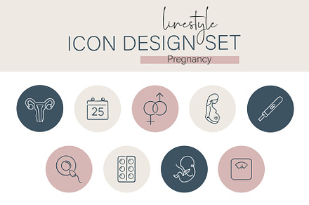 Linestyle Icon Design Set Pregnancy