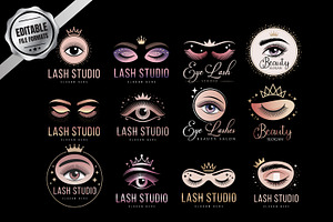 12 Feminine Eye Lash Logo Bundle, a Branding & Logo Template by Guavanaboy
