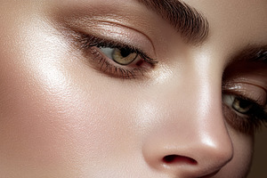 Woman with glowing skin and perfectly shaped brows, her face fea, a Beauty & Fashion Photo by Studio ANNA