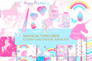Magical Unicorns, Einhorn, Pink, an Illustration by Mia's Graphic Design (Thumbnail 2 of 9)