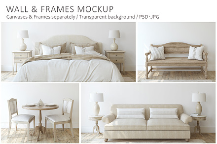 NEUTRAL INTERIORS Wall&Frame Mockups, a Poster Template by MyHomeMockups