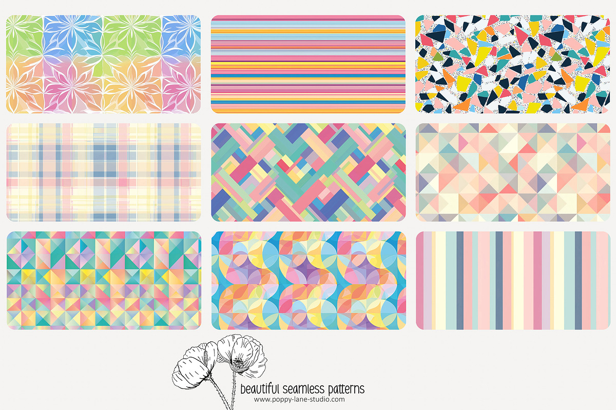 80 pastel geometric seamless pattern, a Pattern Graphic by Poppy Lane Studio (Photo 2 of 11)
