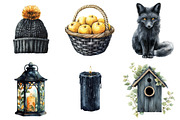 Watercolor Black Autumn Clipart, an Illustration by Daily.Designs (Thumbnail 4 of 5)
