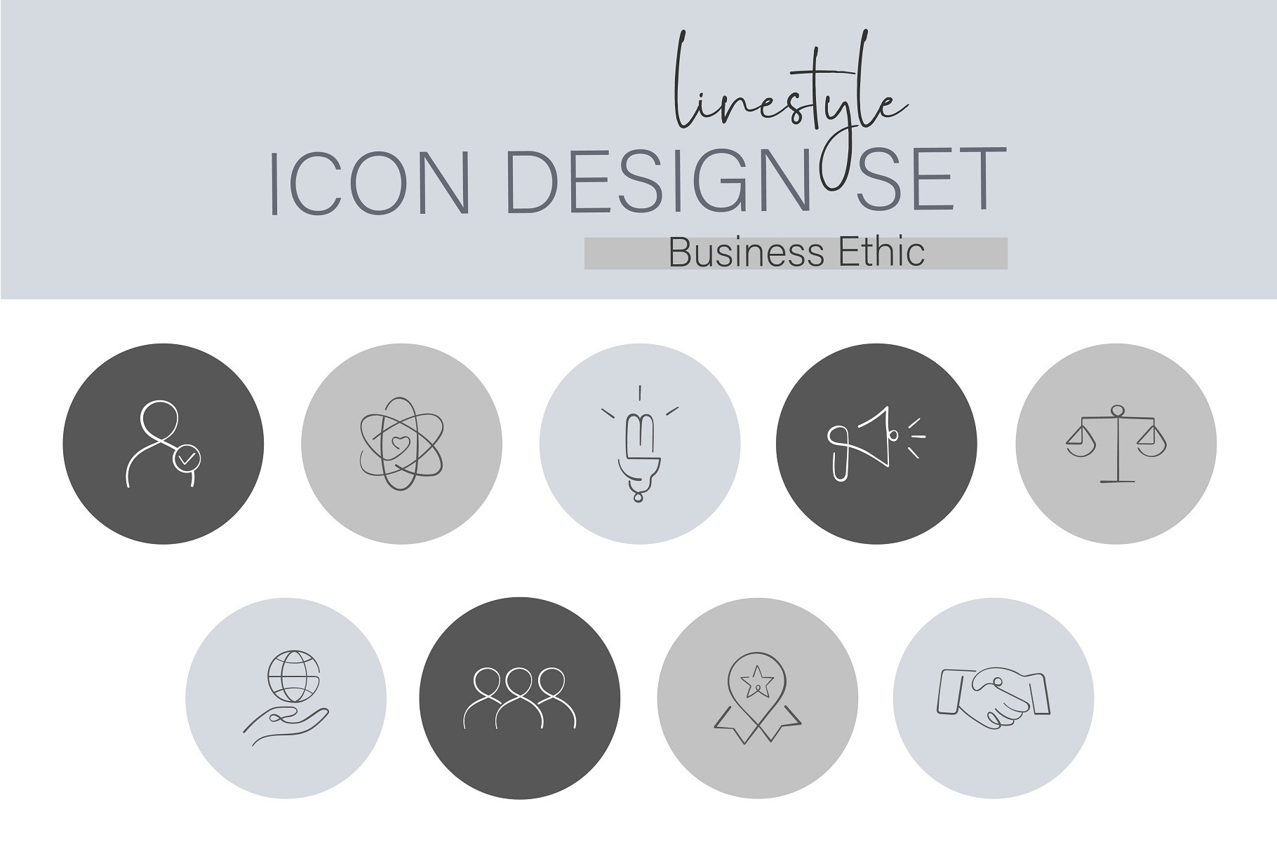 Icon Design Set Business Ethics, an Outline Icon by pepulousdsg