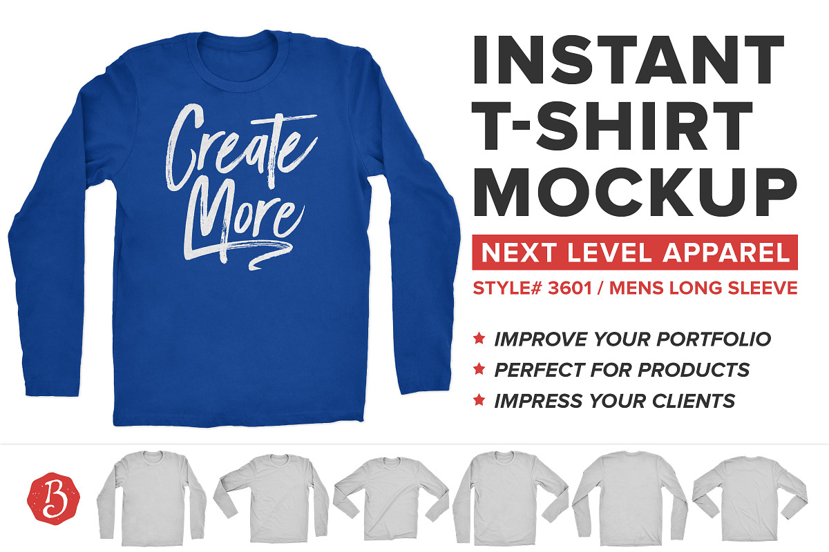 Next Level Long Sleeve Shirt Mockup, a Shirt Mockup by Brent Galloway (Photo 1 of 5)