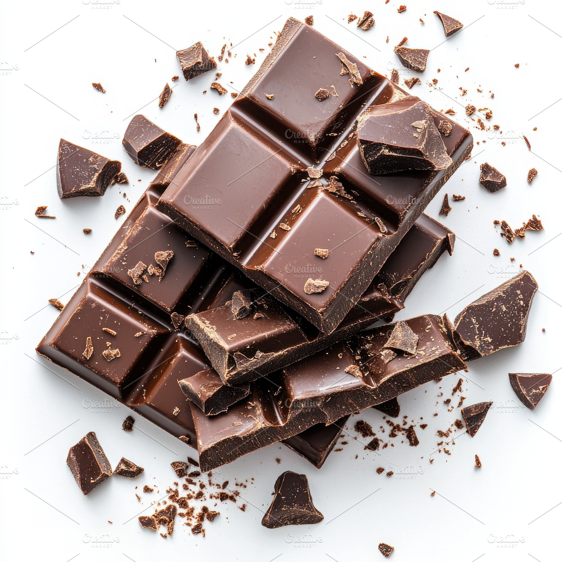 Delicious dark chocolate pieces brok, a Food & Drink Photo by Pixeness Studio