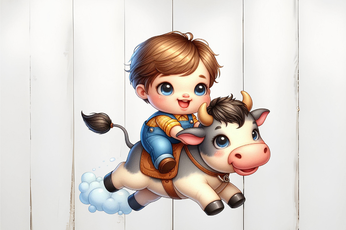 Baby Boy Cowboy Clipart, an Illustration by Watercolor design (Photo 4 of 5)