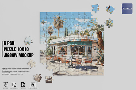 Puzzle Mockup Jigsaw Mockup 6 PSD, a Merchandise Mockup by GraphicVil