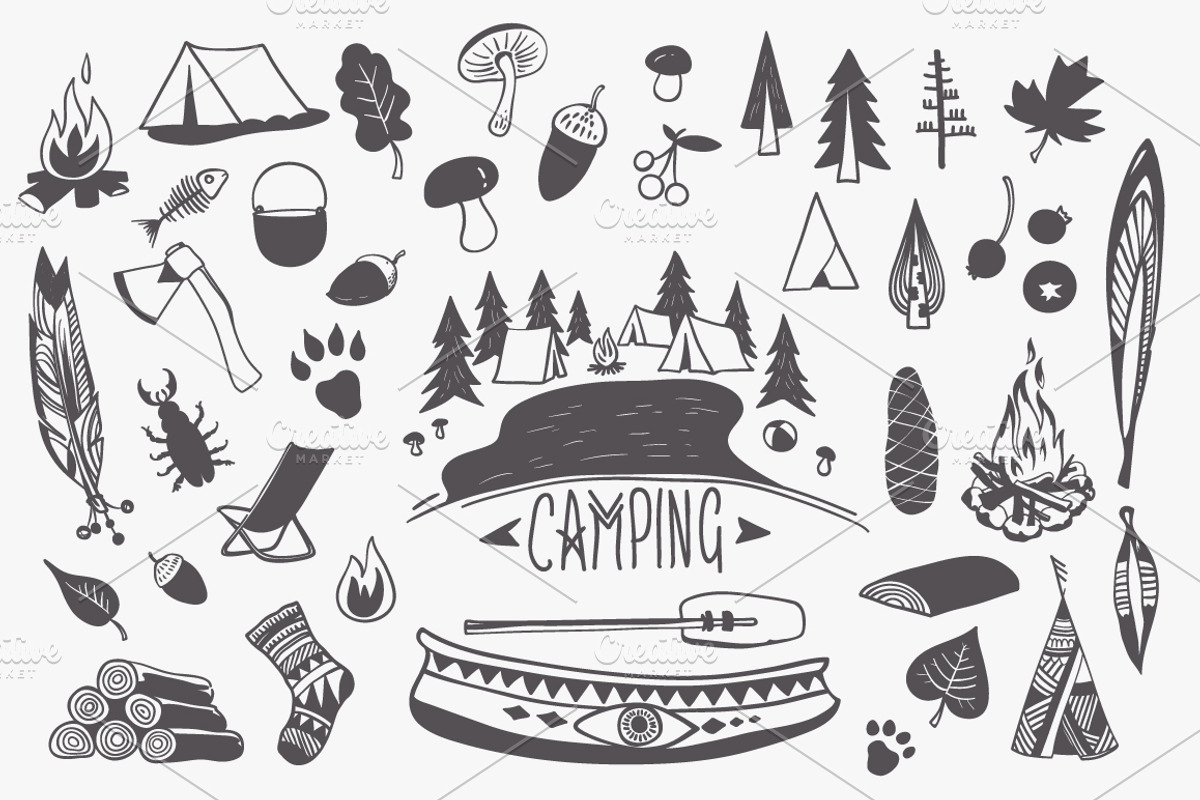 Doodle Camping & Ethno Illustrations, an Illustration by Adiemus (Photo 2 of 5)