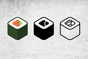 Sushi Icon Set - 3 Styles, an Outline Icon by Artonix (Thumbnail 2 of 2)