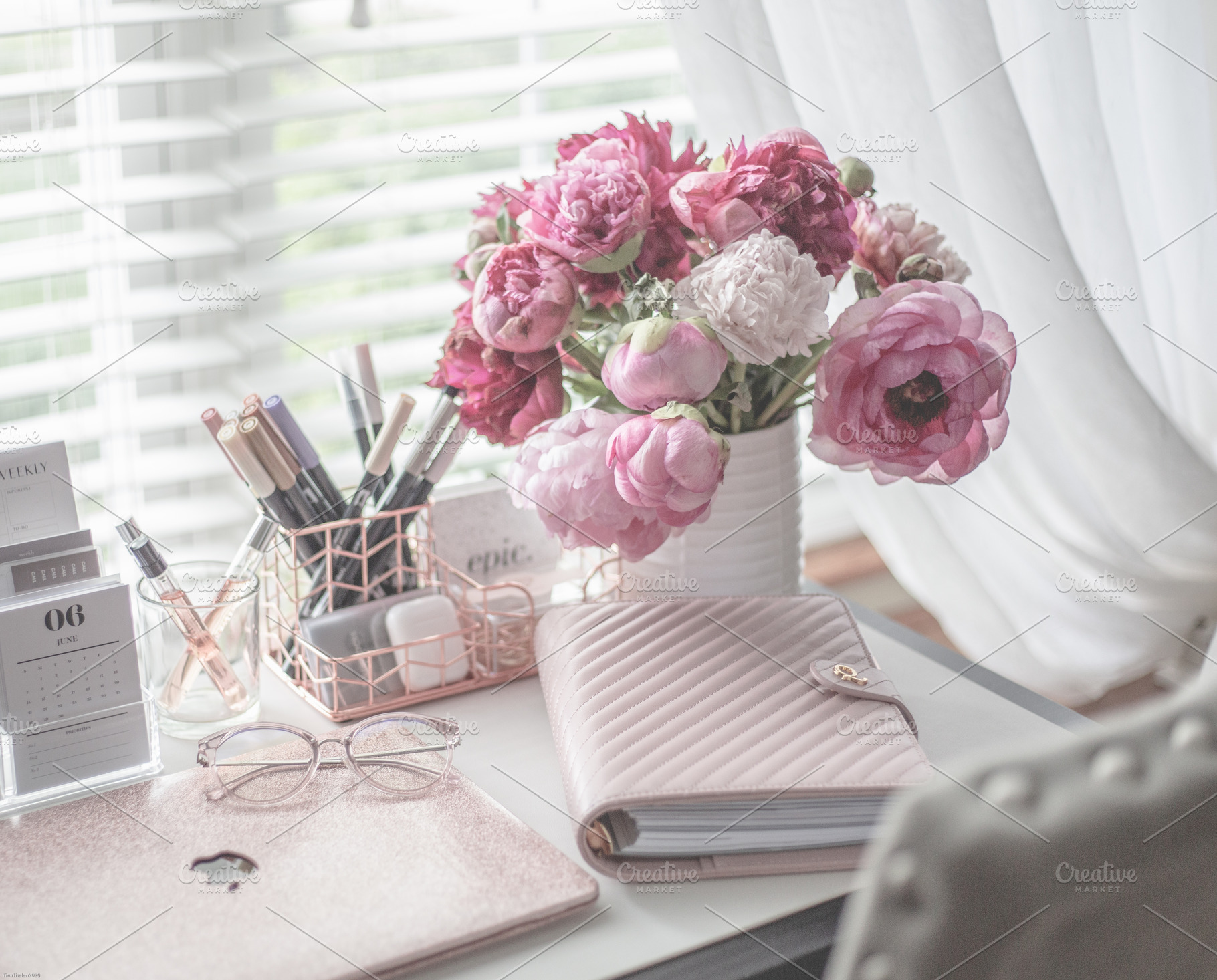 Pink Office Decor, a Business Photo by Tina Thelen Photography