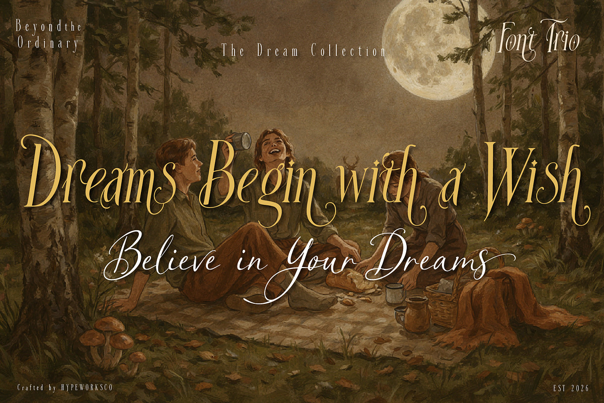 Sterious Dream - Timeless font Trio, a Handwritten Font by HypeWorksCo (Photo 3 of 42)