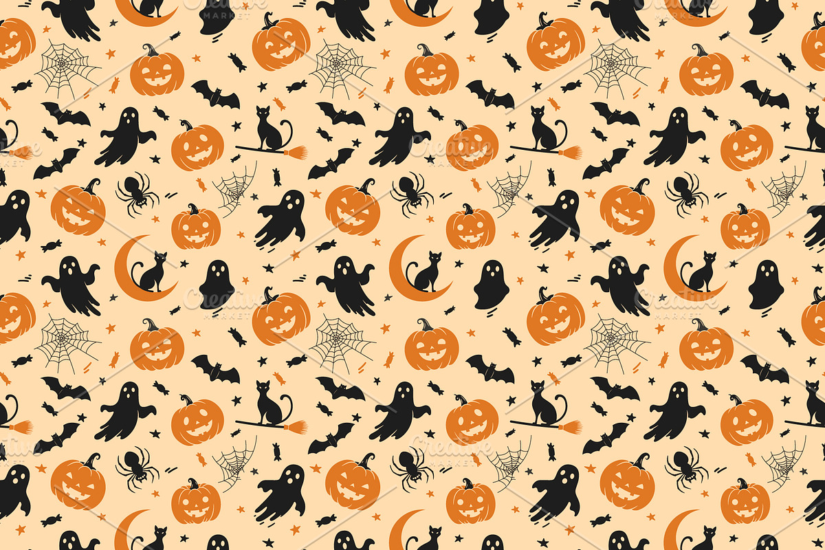 Seamless halloween pattern, a Pattern Graphic by Yayasya (Photo 2 of 3)