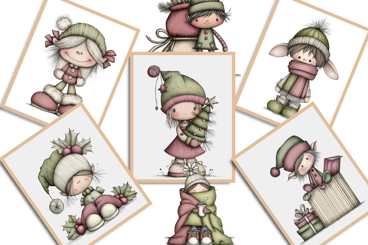Whimsical Christmas Elf Clipart, an Illustration by Creative Art (Photo 10 of 11)