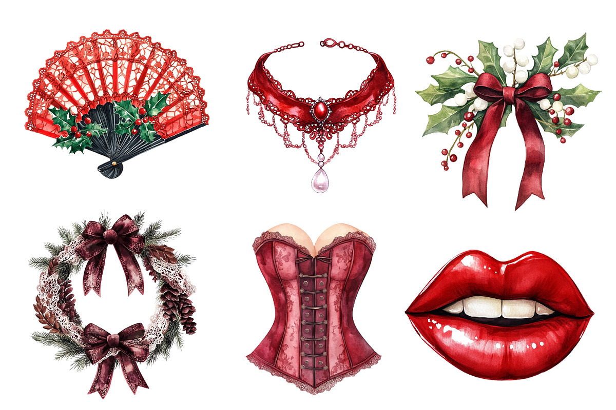 1920 Coquette Christmas Clipart, an Illustration by Dream Creation (Photo 4 of 7)
