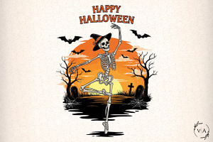 Halloween Skeleton Dance Sublimation, an Illustration by Craft Nest