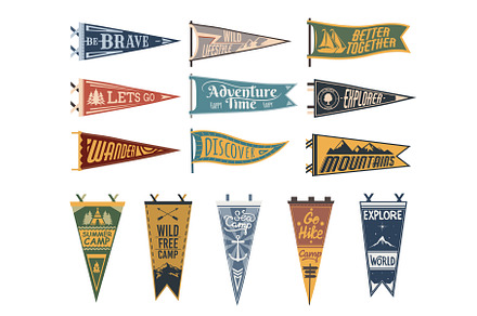 Camping pennant flags, camp hiking
