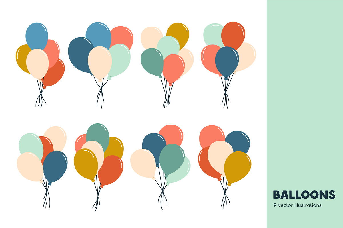 Holiday air balloons bunches set, an Object Illustration by Good Studio (Photo 1 of 7)