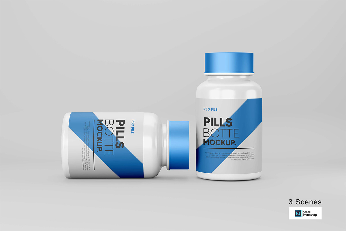 Medical Pills Bottle Mockups, a Packaging Mockup by Alhaytar (Photo 1 of 3)
