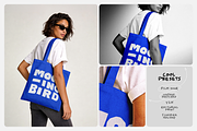 Young woman wearing canvas tote bag, a Merchandise Mockup by Mockingbird (Thumbnail 2 of 6)