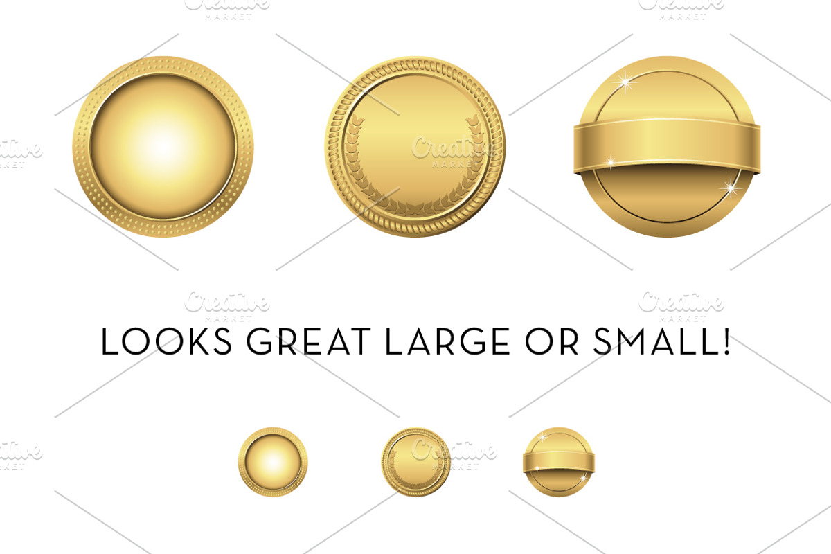 Gold Award Medal Badges Clipart Set, an Object Graphic by Minty Fresh Graphics (Photo 4 of 4)