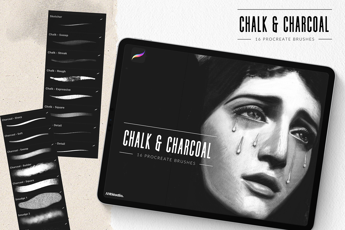 Chalk & Charcoal - Procreate Brushes, a Brush Add-On by AMStudio. (Photo 5 of 6)