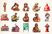 Cute Fire Department Watercolor Clip, an Illustration by Rose Art (Thumbnail 2 of 7)